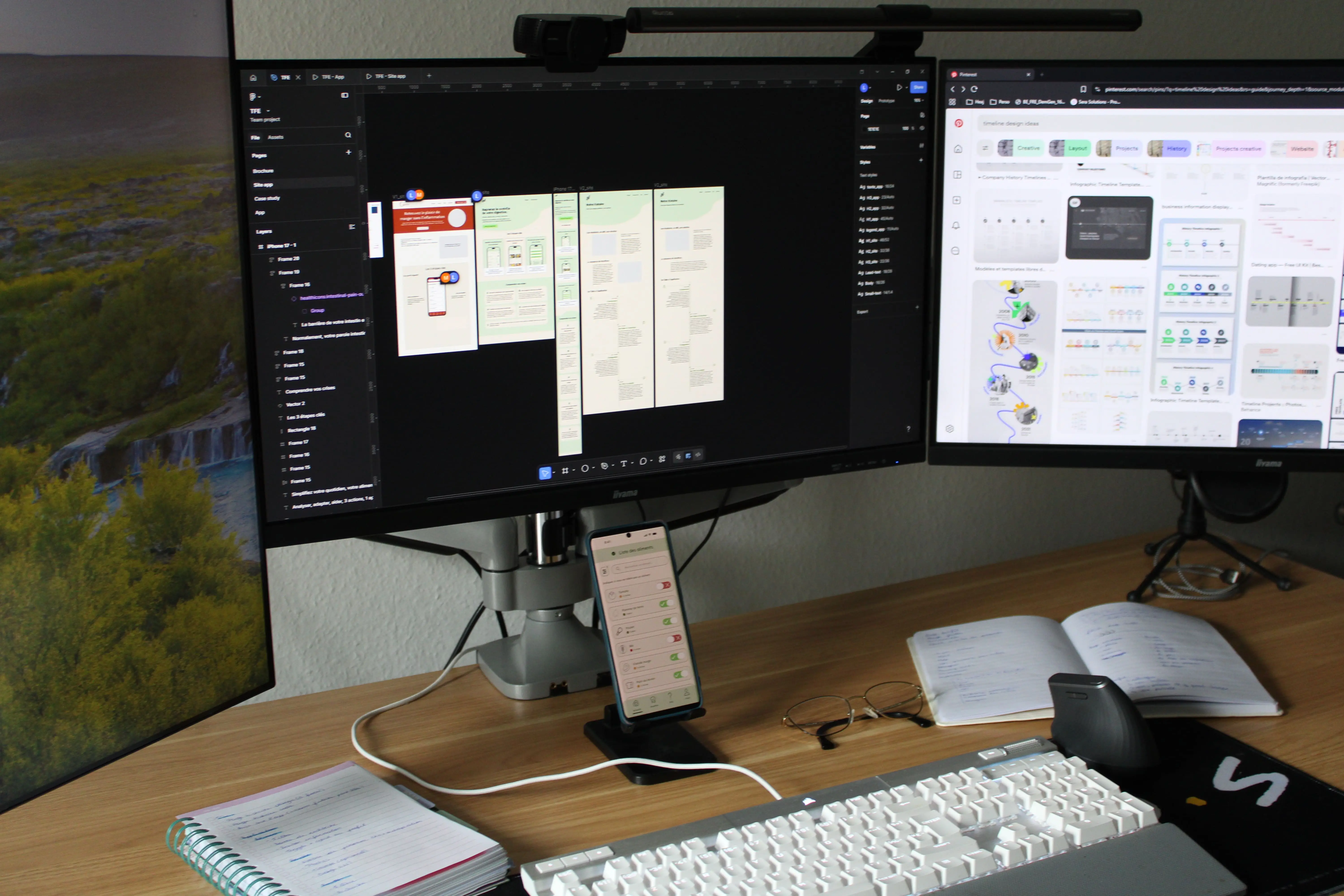 Photo d'un bureau avec le projet