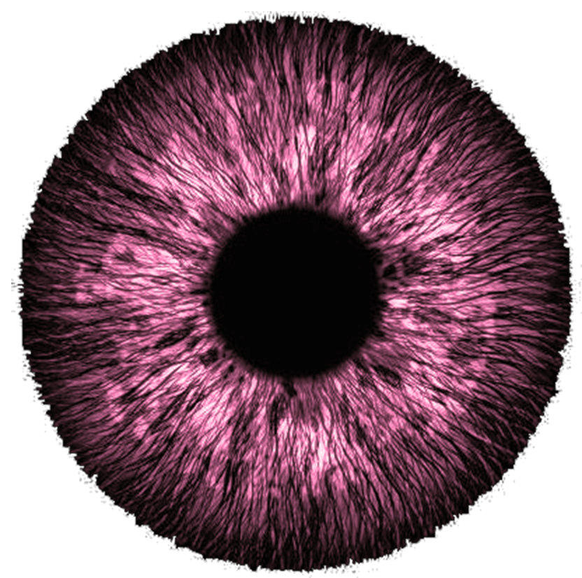 pupille de couleur rose framboise