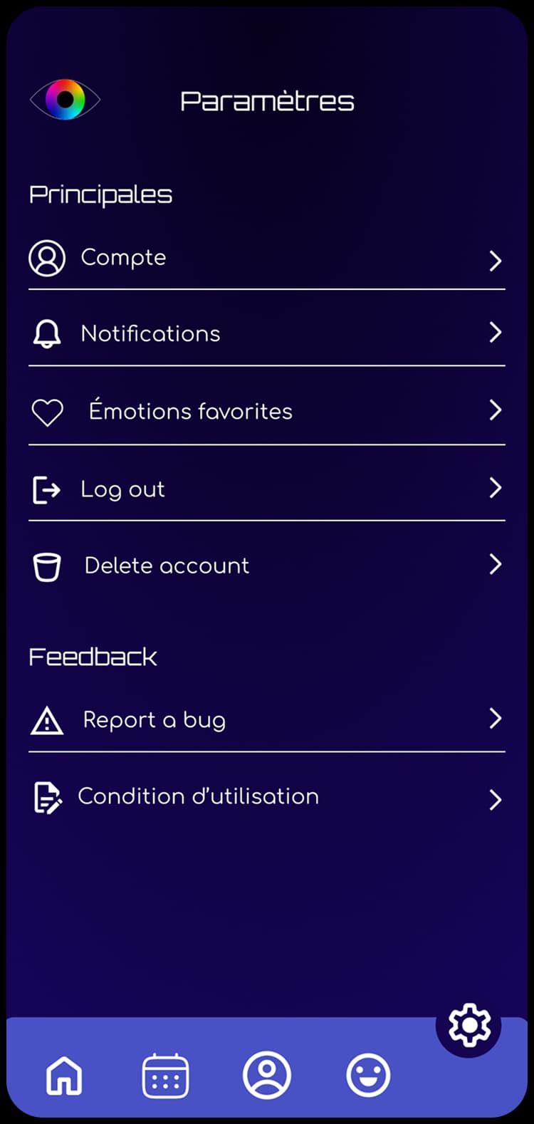 image de la page des paramètres
