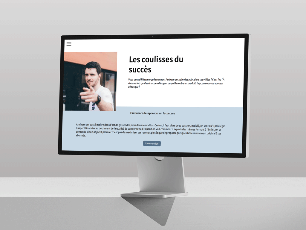 mockup de la deuxième page du site