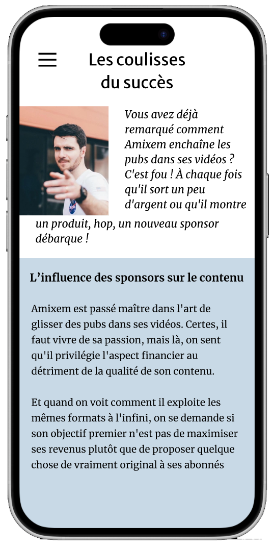 mockup de la deuxième page du site