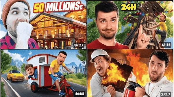 Montage vidéo des plusieurs miniatures Youtube